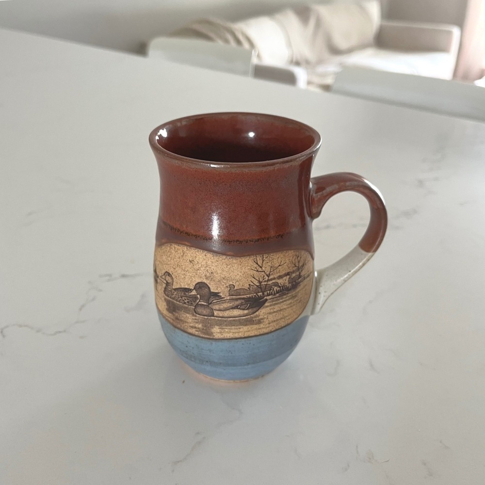 Vintage Otagiri Stoneware Duck Scene Mug